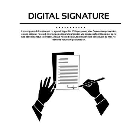 Business Man Document Signature Black Hands Silhouette Signing Up Contractのイラスト素材