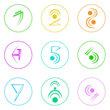 Abstract Logo Icons Set Thin Line Simple Colorful Collection Minimalistic Styleのイラスト素材