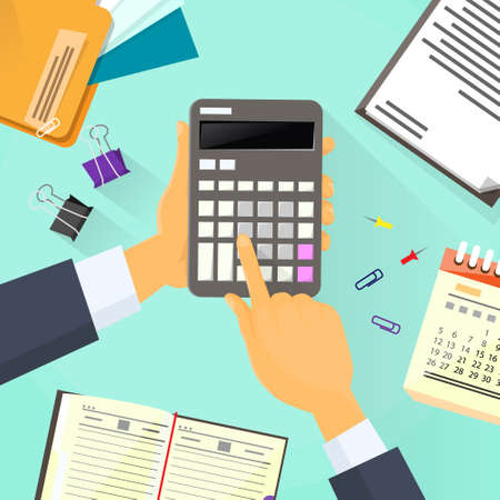 Calculator Business Man Hand Office Desk Accountantのイラスト素材