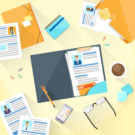 Human Resouce Working Place Desk Documents Curriculum Vitaeのイラスト素材