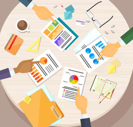 Hands Point Finger Business Graph Charts Diagram, Businessmenのイラスト素材
