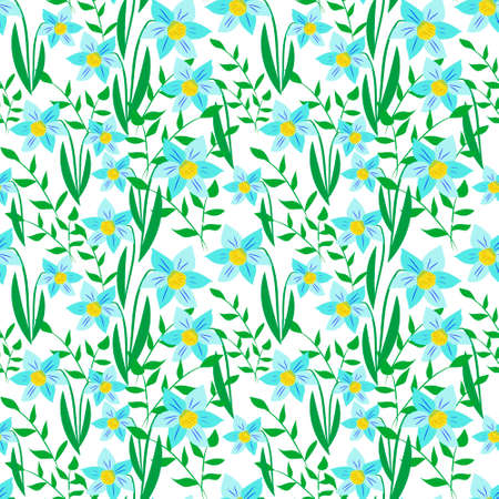Flowers Colorful Seamless Pattern Background Vector Illustrationのイラスト素材