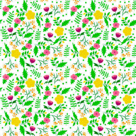 Flowers Colorful Seamless Pattern Background Vector Illustrationのイラスト素材