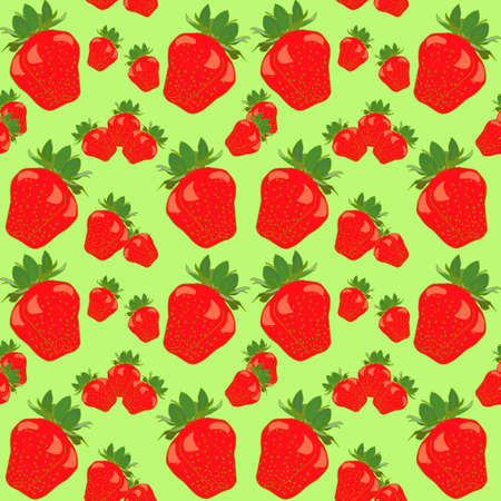 Strawberry Red Fruit Berry Colorful Seamless Pattern Vector Illustrationのイラスト素材