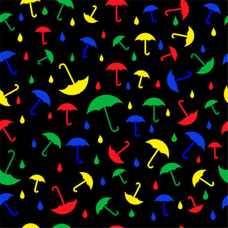 Umbrella Colorful Seamless Pattern over White Background Vector Illustrationのイラスト素材