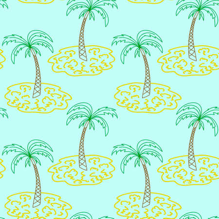 Palm Tree Island Pattern Hand Draw Sketch Color Vector Illustrationのイラスト素材