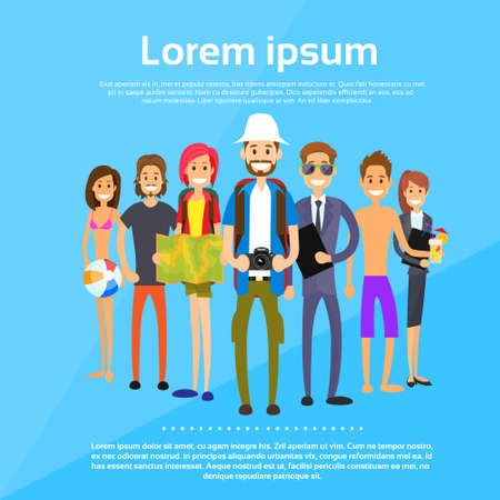 Cartoon Tourist Diverseのイラスト素材