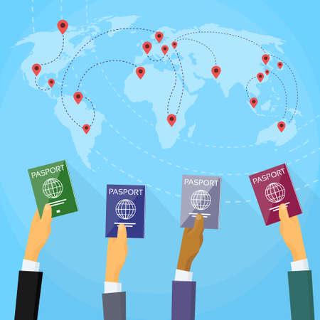 Hand holding Travel Documentのイラスト素材