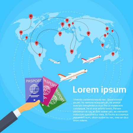 Hand holding Travel Documentのイラスト素材