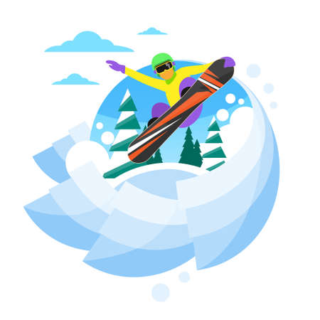 Snowboarder Sliding Down Hillのイラスト素材