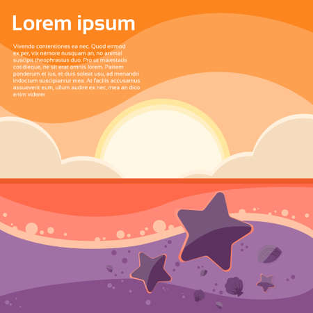 Summer Marine Beach during Sunsetのイラスト素材