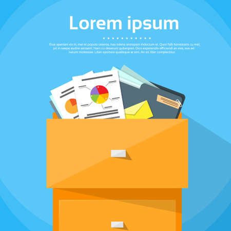 Finance Business Office drawer full of Paper Documentのイラスト素材