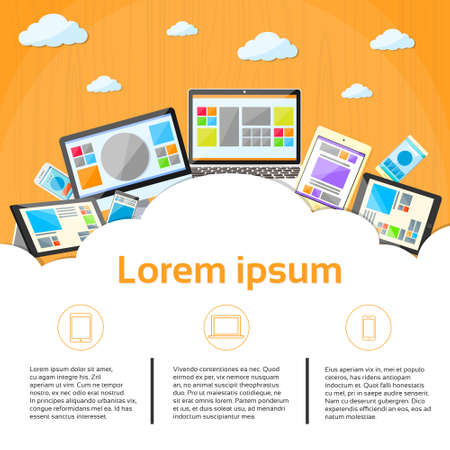 devices on cloud illustrationsのイラスト素材