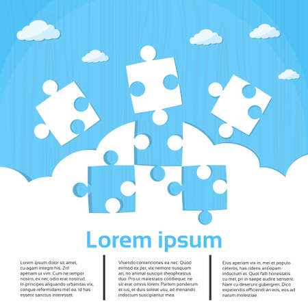 Puzzle Piece in Blue and White Backgroundのイラスト素材