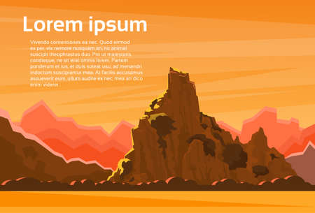 Orange Mountain with Sunset Sky Landscapeのイラスト素材