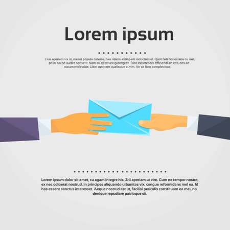 Businessman Hands Give Envelope Flat Vector Illustrationのイラスト素材