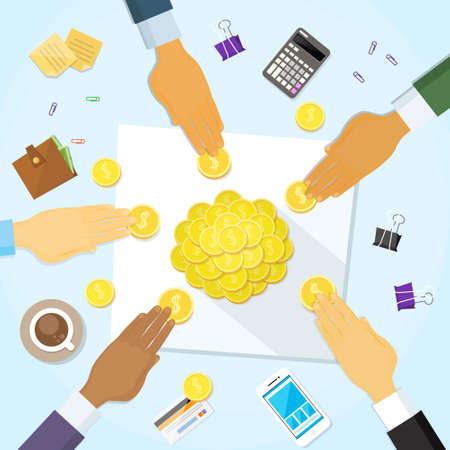 Coins Money on Deskのイラスト素材