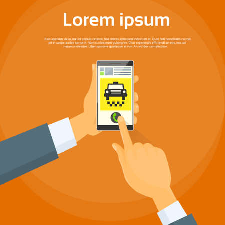 Taxi Application Hand Use Smart Phoneのイラスト素材