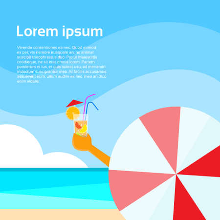 Umbrella and Cocktail on Summer Vacationのイラスト素材