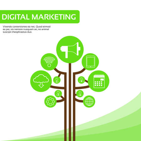 Technology Tree Social Media Icons Thin Line Logo Set Vector llustrationのイラスト素材