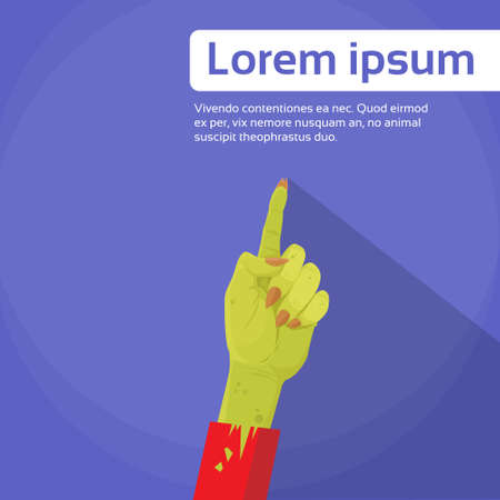 Zombie Hand Point Finger Up Gesture Flat Vector Illustrationのイラスト素材