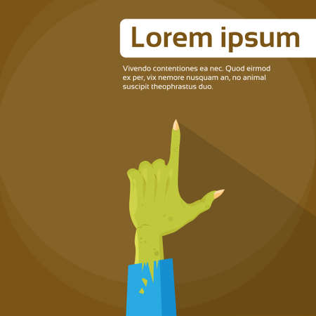 Zombie Hand Point Finger Up Gesture Flat Vector Illustrationのイラスト素材