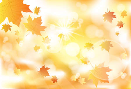 Autumn Maple Leaves Abstract Orange Background Vector Illustrationのイラスト素材