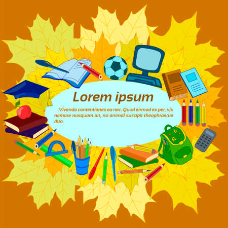 School Banner Education Supplies Copy Space Vector Illustrationのイラスト素材