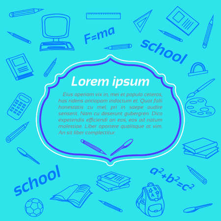 School Banner Education Supplies Copy Space Vector Illustrationのイラスト素材