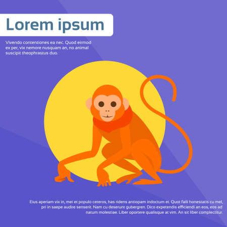 Monkey Silhouette New Year Sign Asian Horoscope Flat Vector Illustrationのイラスト素材
