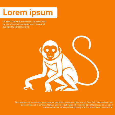 Monkey Silhouette New Year Sign Asian Horoscope Flat Vector Illustrationのイラスト素材