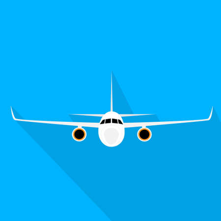 Aircraft Flat Design Style Vector Illustration Airplane Flying With Shadowのイラスト素材