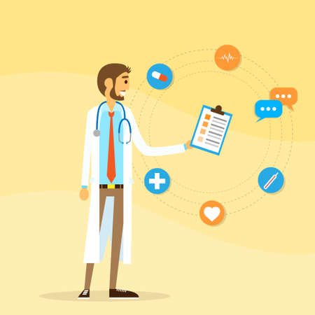 Medical Doctor Icon Male Portrait Flat Design のイラスト素材
