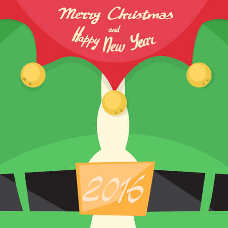 Santa Beard Merry Christmas Happy New Year Close Up Clothes With Copy Space Flat Illustrationのイラスト素材