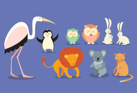 Animal Wild Collection Set Flat Illustration