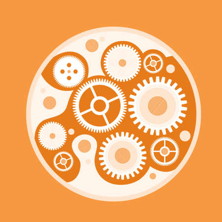 Cog Wheel Mechanical Detail Part Sketch Flat Vector Illustrationのイラスト素材