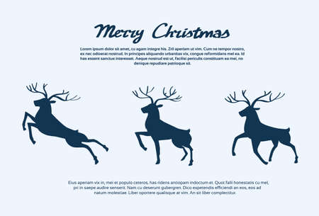 Reindeer Silhouette Christmas New Year Santa Deer Isolated Vector Illustrationのイラスト素材