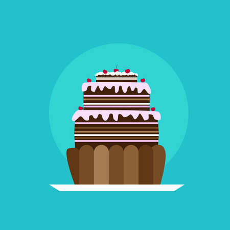 Cupcake Icon Tasty Cake Flat Vector Illustration
