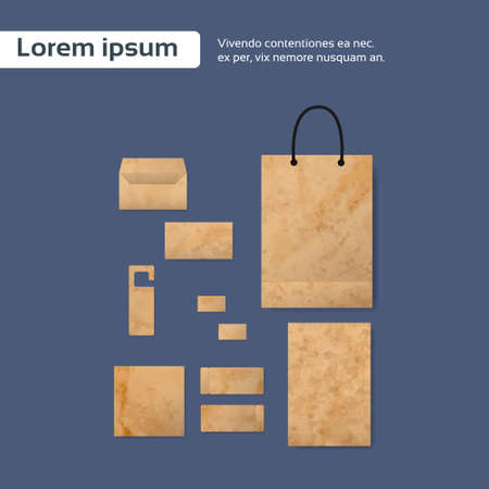 Brochure, Flyer, Magazine Booklet Blank Page Business Card Bag Set Corporate Identity Template Vector Illustrationのイラスト素材