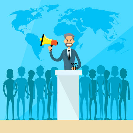 International Leaders President Press Conference Arabic Indian Jew Flat Vector Illustrationのイラスト素材