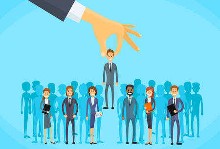 Recruitment Hand Picking Business Person Candidate People Group Flat Vector Illustrationのイラスト素材