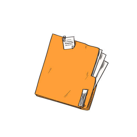 Folder Orange Paper Document File Sketch Retro Vector Illustrationのイラスト素材