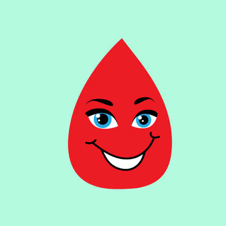 Blood Drop Cartoon Character Happy Smile Flat Vector Illustrationのイラスト素材