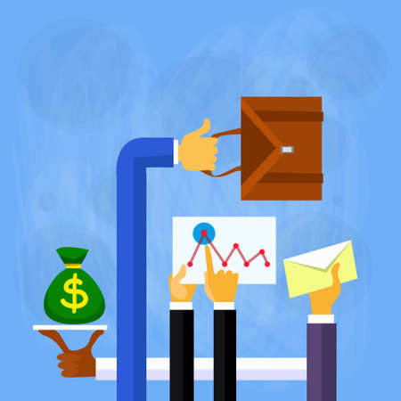 Business People Hands Finance Flat Vector Illustrationのイラスト素材