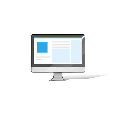 Computer Screen Workstation Hands Draw Sketch Flat Vector Illustration