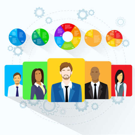 Circle Pie Diagram People Social Media Marketing Target Group Audience Demographic Statistic Information Vector Illustrationのイラスト素材