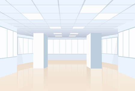 Empty Office Conference Room Studio Building Real Estate Interior Big Hall White Copy Space Vector Illustrationのイラスト素材