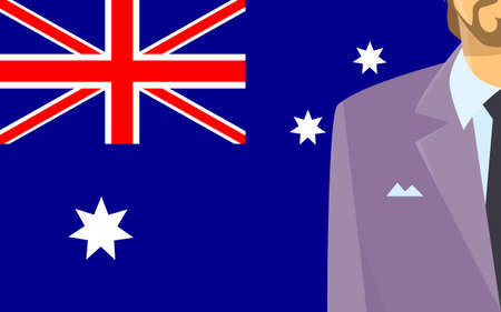 Australia Flag Businessman Suit Politic Flat Vector Illustrationのイラスト素材