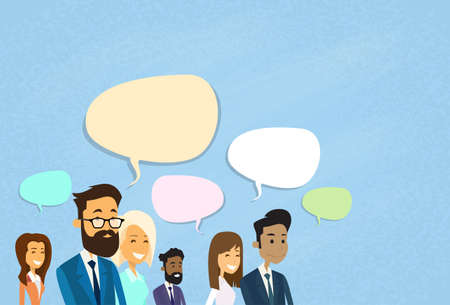 Business People Consulting Group Talking Discussing Chat Communication Social Network Vector...