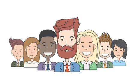 Businessmen Leader With Group Of Business People Team Vector Illustration